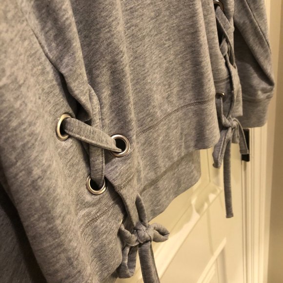 Michael Kors Gray Long Sleeve With Hood Criss Cross Detail Size L - Picture 3 of 4